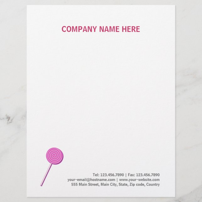 Pink Lollypop Letterhead Template (Front)
