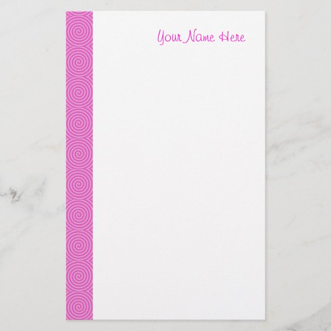 Pink Lollypop Pattern Stationery (Front)