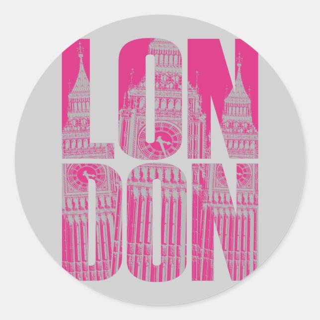 Pink London Classic Round Sticker (Front)