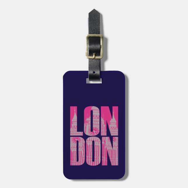 Pink London Luggage Tag (Front Vertical)