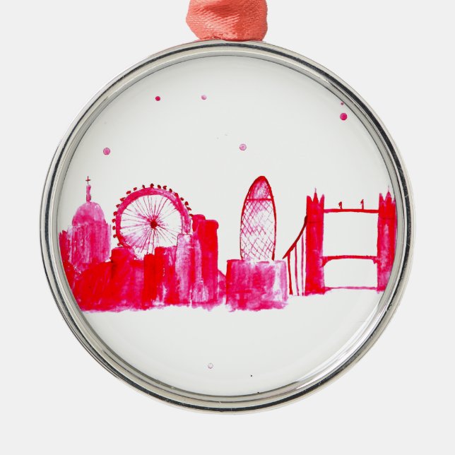Pink London Metal Tree Decoration (Front)