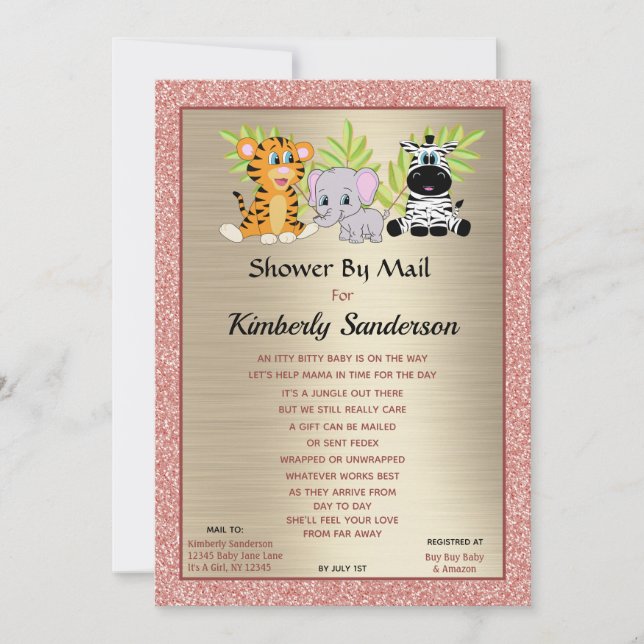 Pink Long Distance Shower by Mail Baby Girl Invitation (Front)