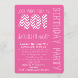 Pink Look Who's Turning 40 Birthday Invitation