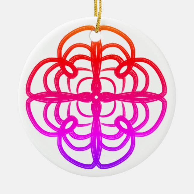 Pink Looptyloo Mandala Doodle #22 Ceramic Tree Decoration (Front)