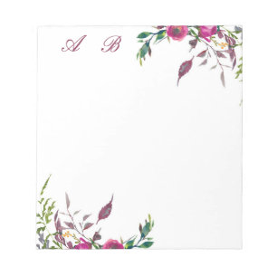 Pink loose watercolor floral notepad