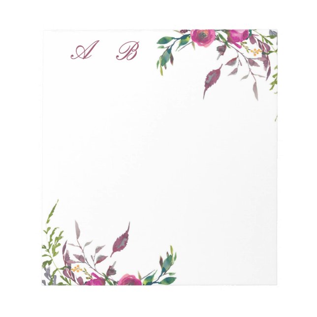Pink loose watercolor floral notepad (Front)