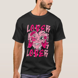 Pink Loser Lover Pink Drip Heart Matching Tee For