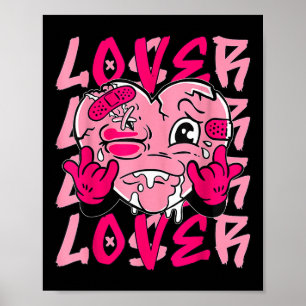 Pink Loser Lover Pink Drip Heart Matching Tee For Poster