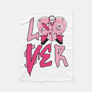 Pink Loser Lover Pink Drip Heart Matching Valentin Fleece Blanket