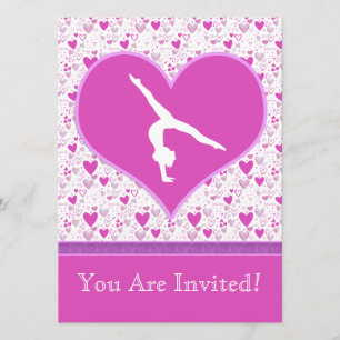 Pink Lots o' Hearts Gymnast Invitation