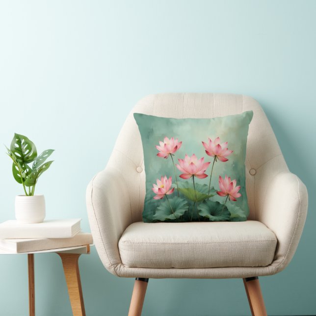Pink Lotus Artwork  Cushion (Chair)