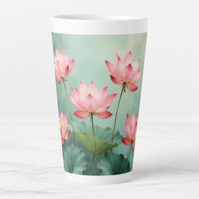 Pink Lotus Artwork  Latte Mug (Front)