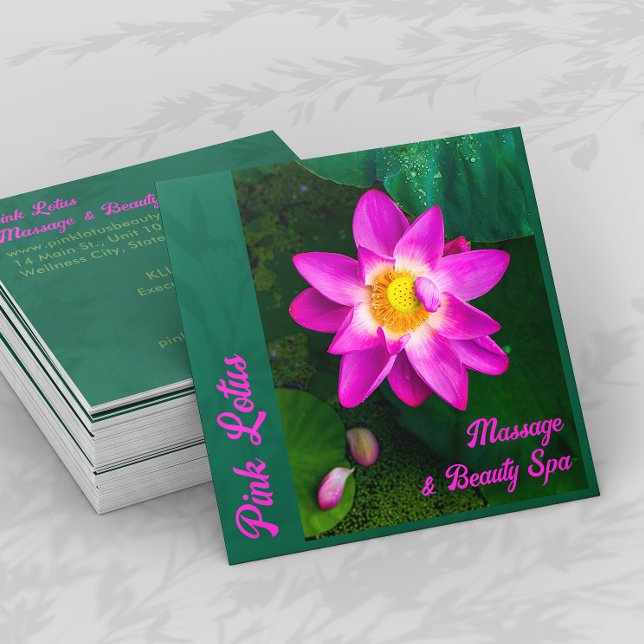 Pink Lotus Beauty Spa Green Business Card (Creator Uploaded)
