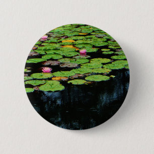 pink lotus black 6 cm round badge