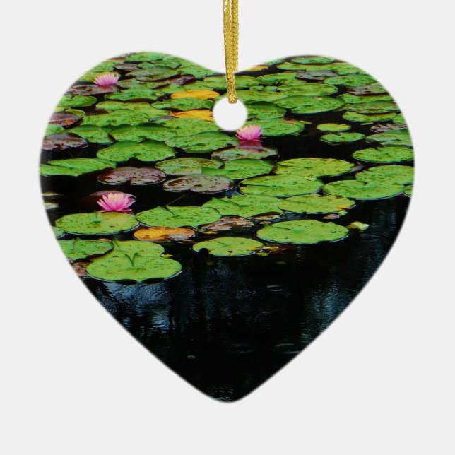 pink lotus black ceramic tree decoration (Front)