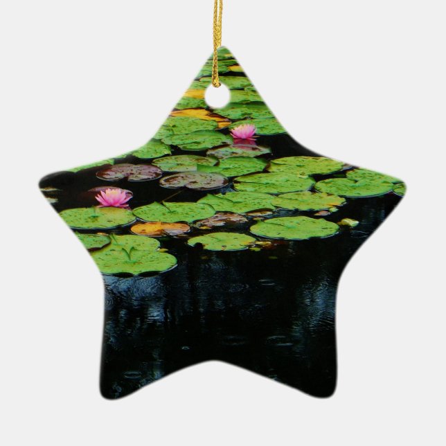 pink lotus black ceramic tree decoration (Front)