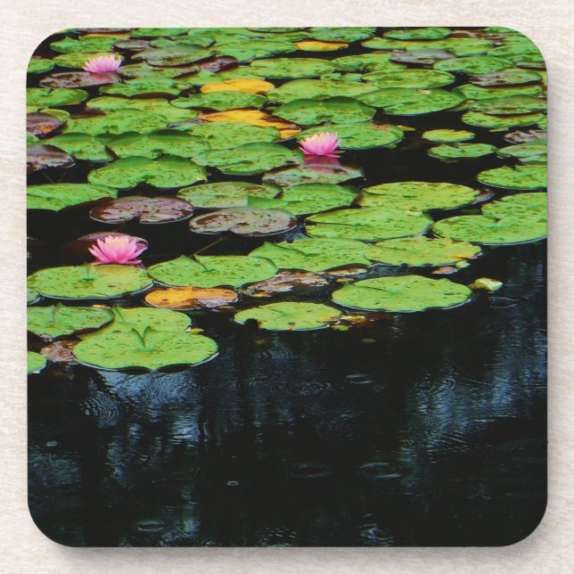 pink lotus black coaster (Front)