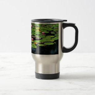 pink lotus black travel mug