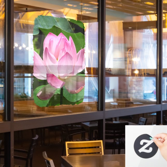 Pink Lotus Bloom Window Cling (Restaurant Window)