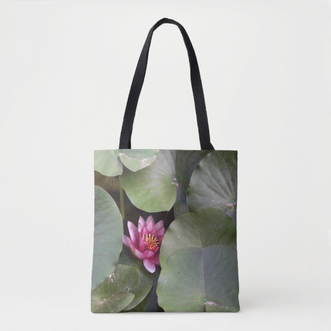 Pink Lotus Blossom among Leaves  Photography Tote Bag (Front)