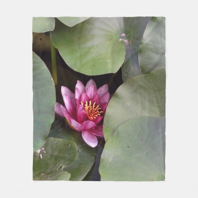 Pink Lotus Blossom Fleece Blanket (Front)