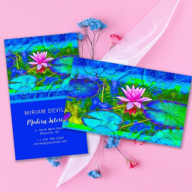 Pink Lotus Blue Namaste Boutique or Yoga Business Card (Creator Uploaded)