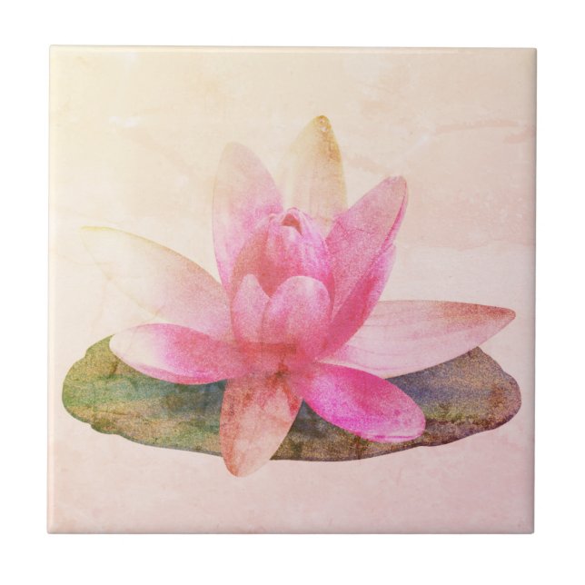 PINK LOTUS BUD CERAMIC TILE (Front)