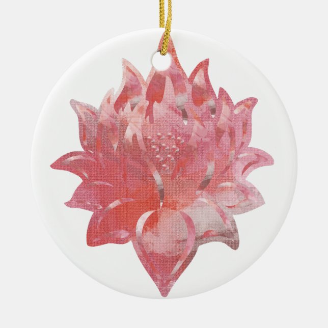 PINK LOTUS CERAMIC TREE DECORATION (Front)