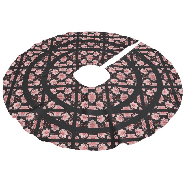 Pink Lotus Classic Faux Linen Tree Skirt (Angled)