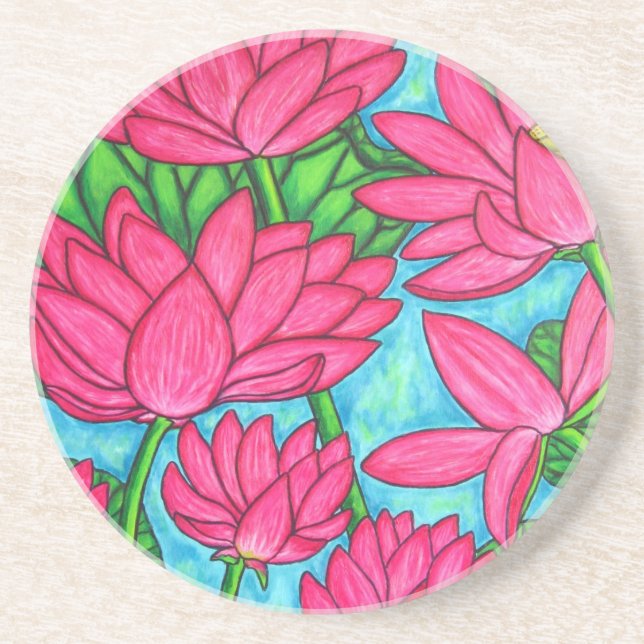Pink Lotus Coaster  by Lisa Lorenz (Front)