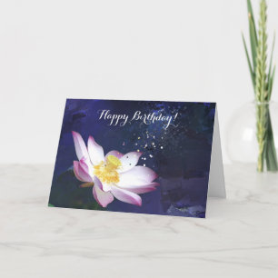 Pink Lotus Custom Birthday Greeting Card