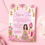 Pink Lotus cute couple caricature Indian wedding Invitation<br><div class="desc">Pink Lotus flowers garlands and lanterns cute bridal couple caricature Indian wedding invitation editable template invitation instant digital download all in one invitation.</div>