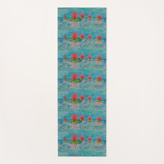 Pink Lotus Drawing, naive Art  Yoga Mat (Front)