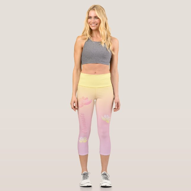 Pink lotus energy capri leggings (Front)