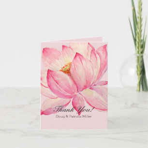 Pink Lotus Floral Thank You Card