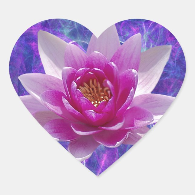 Pink lotus flower and meaning heart sticker (Front)