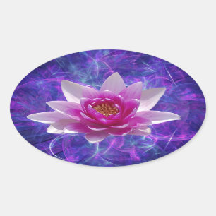 Pink lotus flower and meaning oval sticker