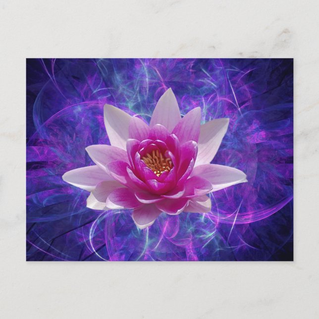 Pink lotus flower and meaning postcard (Front)