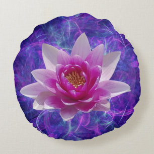 Pink lotus flower and meaning round cushion