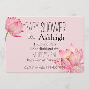 Pink Lotus Flower baby shower Invitation