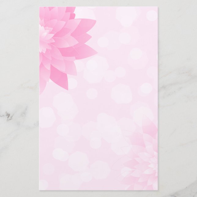 Pink Lotus Flower Bokeh Stationery (Front)