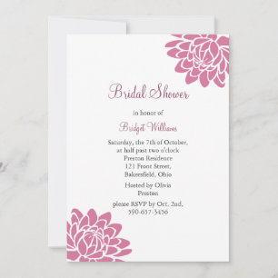 Pink Lotus Flower Bridal Shower (white) Invitation
