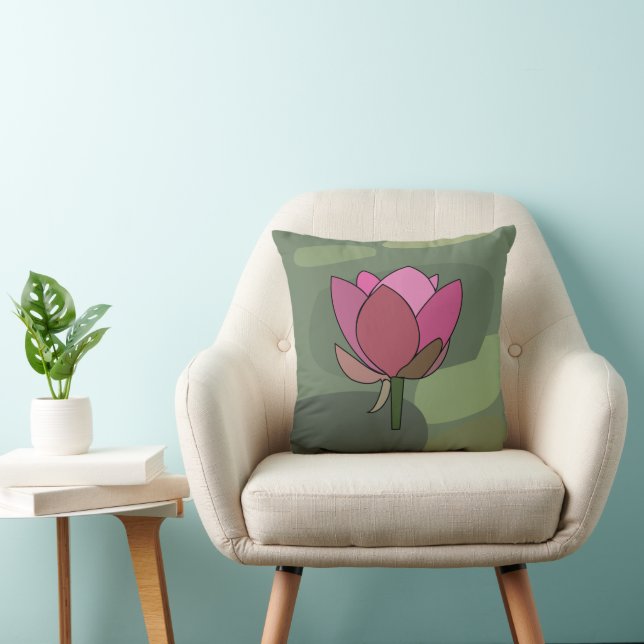 Pink Lotus Flower  Cushion (Chair)