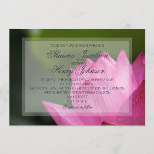 Pink Lotus Flower Elegant Wedding Invitation