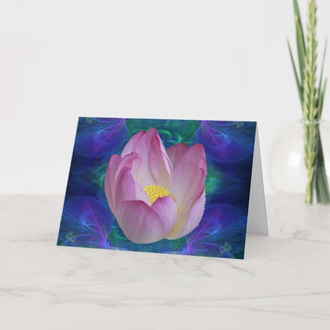 Pink lotus flower get well soon card (Front)