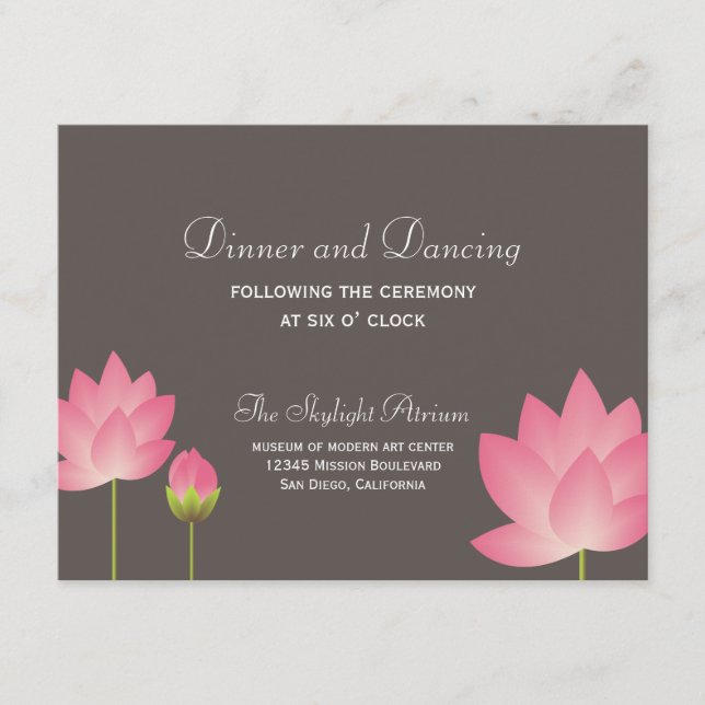 Pink lotus flower grey wedding reception enclosure (Front)