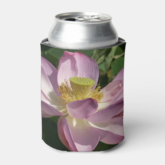 Pink Lotus Flower II Summer Floral Can Cooler (Can Front)