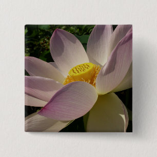 Pink Lotus Flower III Summer Floral 15 Cm Square Badge