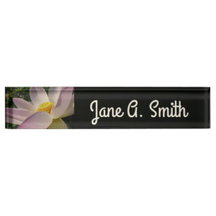 Pink Lotus Flower III Summer Floral Nameplate