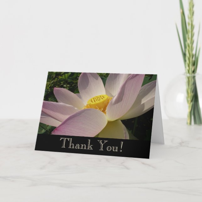 Pink Lotus Flower III Summer Floral Thank You Card (Front)